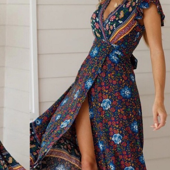 Boho maxi wrap dress - Picture 4 of 7